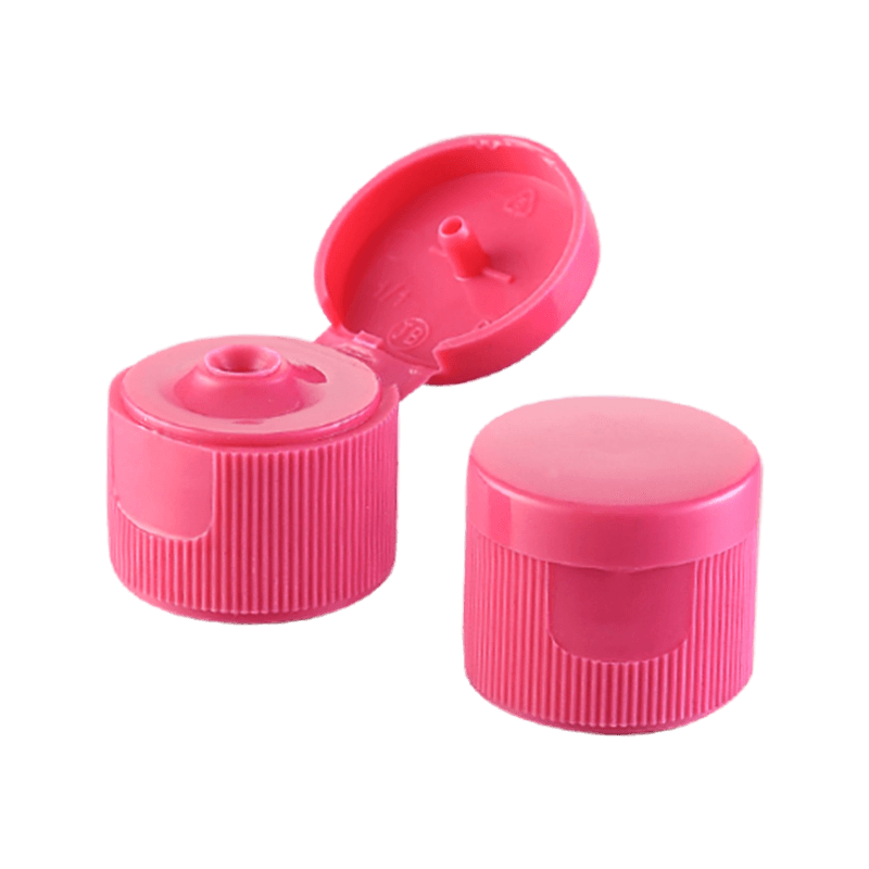 Pink plastic flip top cap