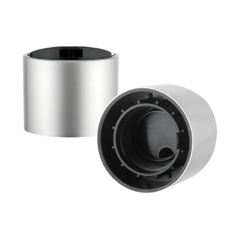 Silver plastic disc top cap