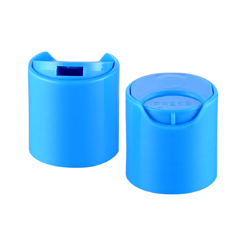Plastic disc cap for cosmetic packaging