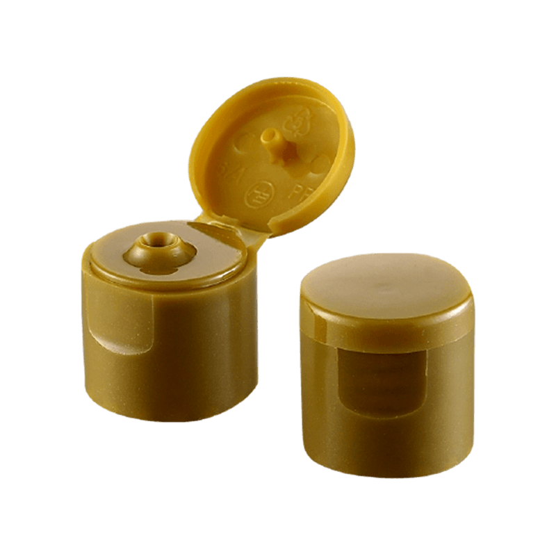 Plastic flip top cap for cosmetic packaging