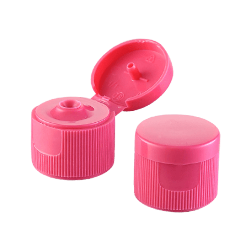 Pink plastic flip top cap