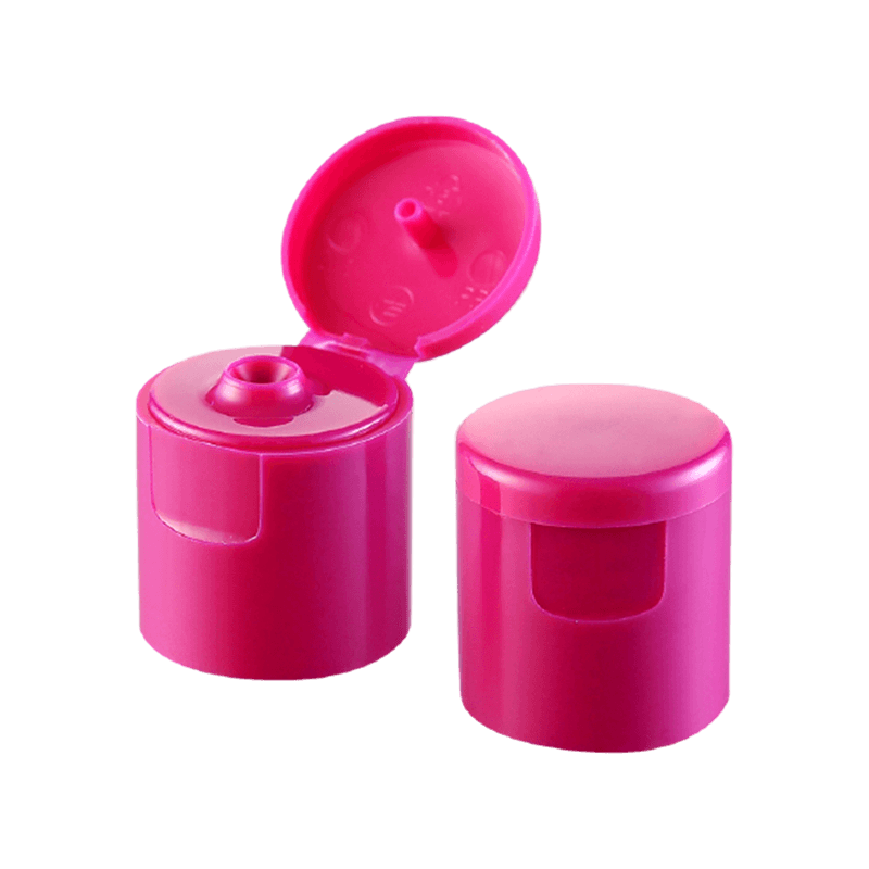 Colored plastic flip top cap