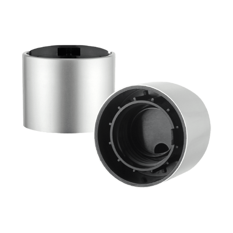 Silver plastic disc top cap